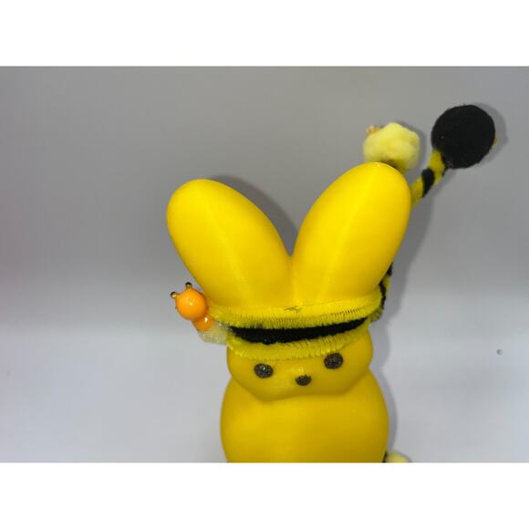 Large Yellow Bunny Peep Ninja Bumble Bee Peep Fluffy Pom Deb O. Originals OOAK - Picture 10 of 16